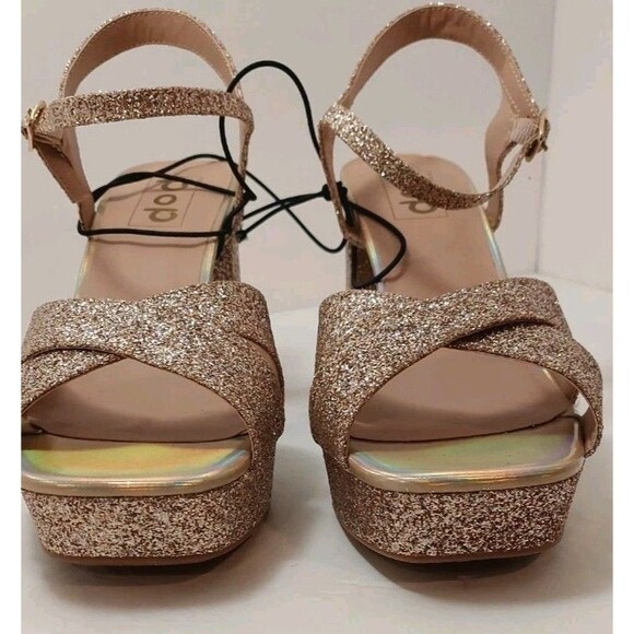 Pop Women's Size 10 M Cultured Heeled Sandals Gold tone Glitter Sparkles 10M - Picture 7 of 13